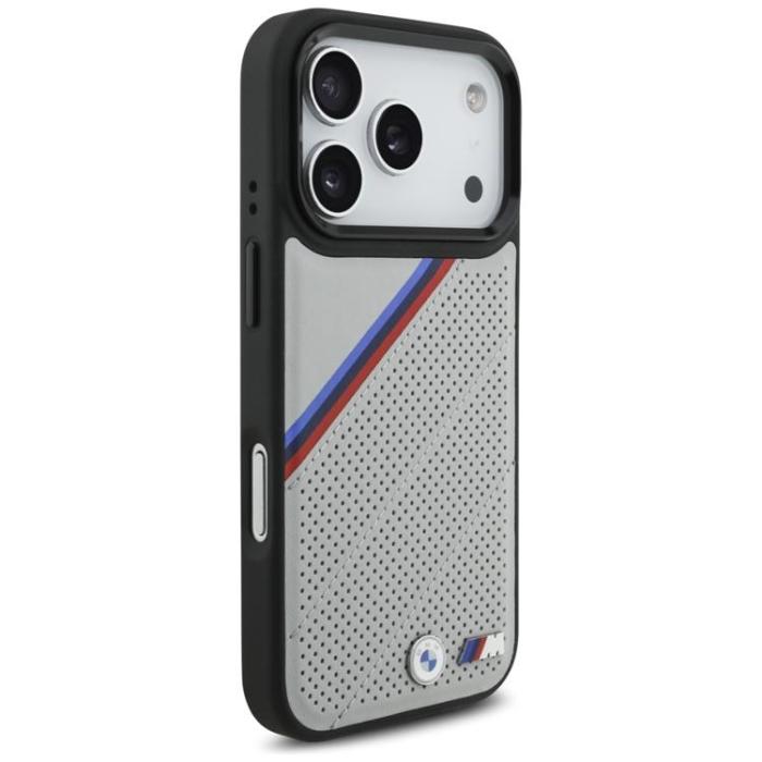 BMW - BMW iPhone 17 Pro Mobilskal MagSafe M Tricolor Metal Logo - Grå