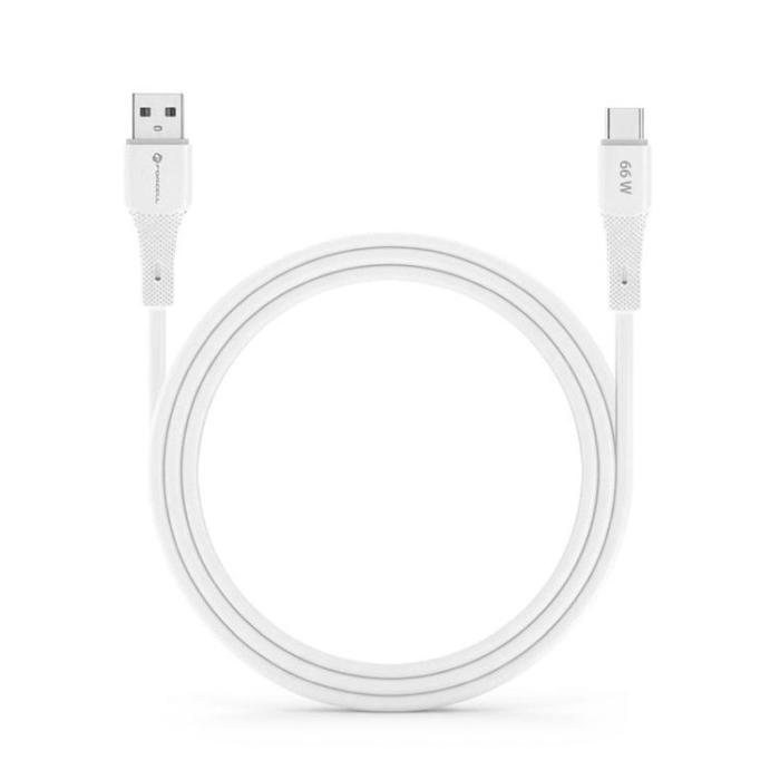 Forcell - FORCELL USB-A till USB-C 66W Kabel 3A 1m QC4.0 Silikon C342 - Vit