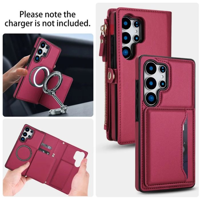 A-One Brand - Galaxy S25 Ultra Plånboksfodral MagSafe Detachable - Röd