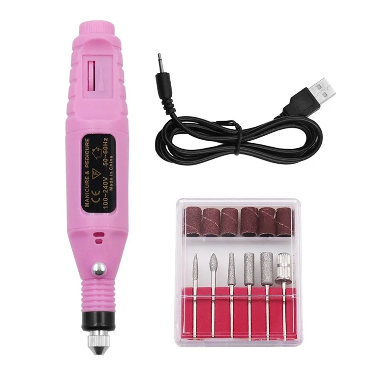 Elektrisk Nagelfilsset USB Uppladdningsbar - Rosa | 264 | AlltMobil