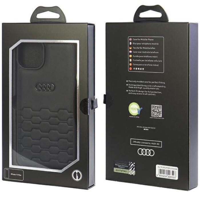 Audi - Audi iPhone 15 Mobilskal Syntetiskt Läder - Svart