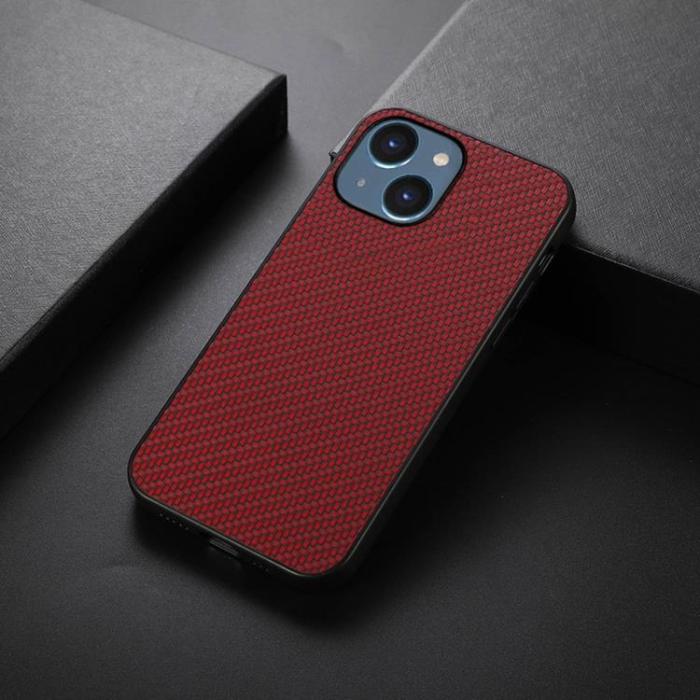 OEM - iPhone 14 Plus Skal Carbon Fiber - Röd