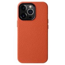 Melkco - MELKCO Mobilskal till iPhone 15 Pro Max &Auml;kta L&auml;der + PC Magnet Orange