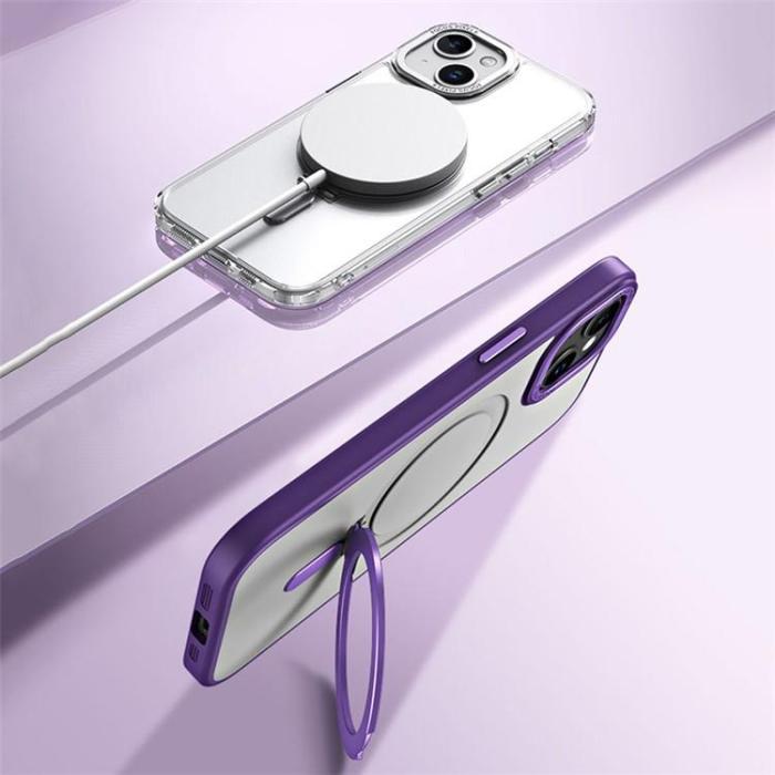 OEM - iPhone 15 Plus Mobilskal Magsafe Kickstand - Mörkblå