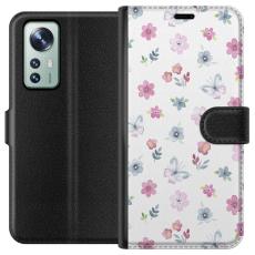 iSecrets - Pl&aring;nboksfodral till Xiaomi 12 med Blommor och fj&auml;rillar
