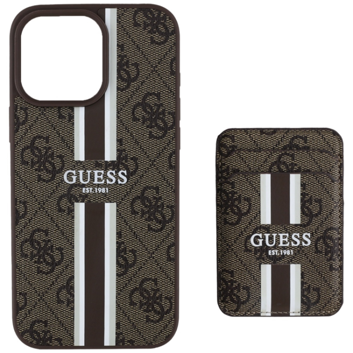 Guess - Guess iPhone 16 Pro Max Mobilskal Magsafe Korthållare Stripes