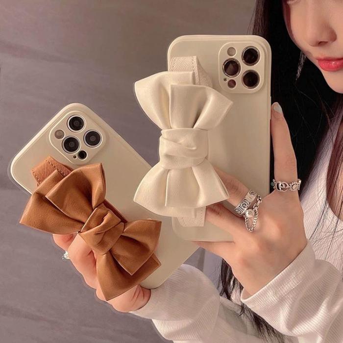 OEM - Bowknot Läderrem TPU Skal iPhone 13 - Vit