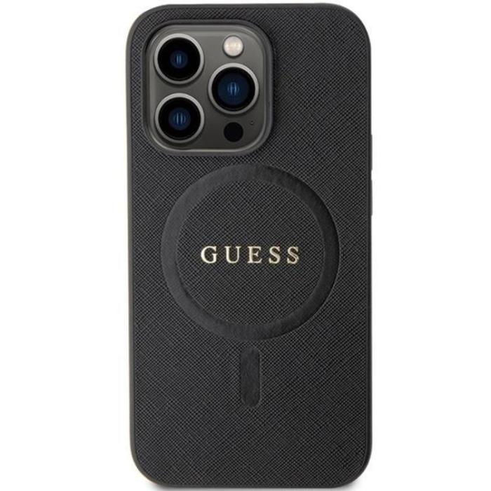 Guess - Guess iPhone 15 Pro Mobilskal Magsafe Saffiano - Svart