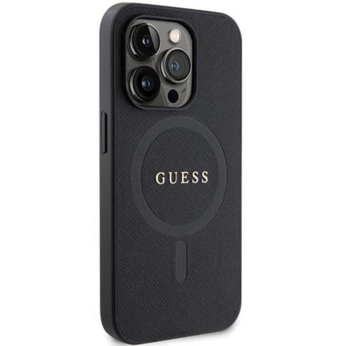 Guess - Guess iPhone 15 Pro Mobilskal Magsafe Saffiano - Svart