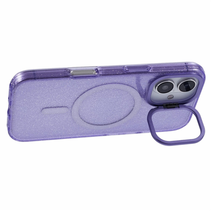 KIGC - KIGC iPhone 16 Mobilskal MagSafe Epoxy Kickstand - Lila