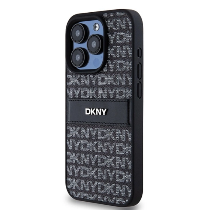 DKNY - DKNY iPhone 15 Pro Mobilskal Läder Mono Stripe & Metal Logo