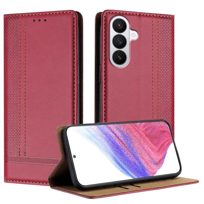OEM - Mobilfodral för Samsung Galaxy S26 Plus Konstläder Ställ - Röd