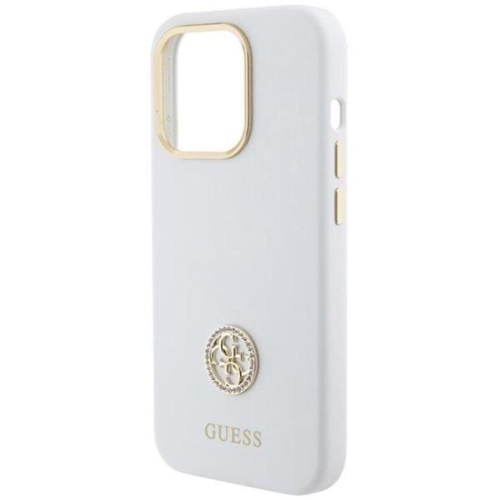 Guess - Guess iPhone 15 Mobilskal Silikon Logo Strass - Vit