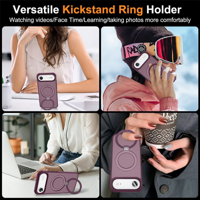 A-One Brand - iPhone 17 Air Mobilskal MagSafe TPU+PC Kickstand - Vinröd