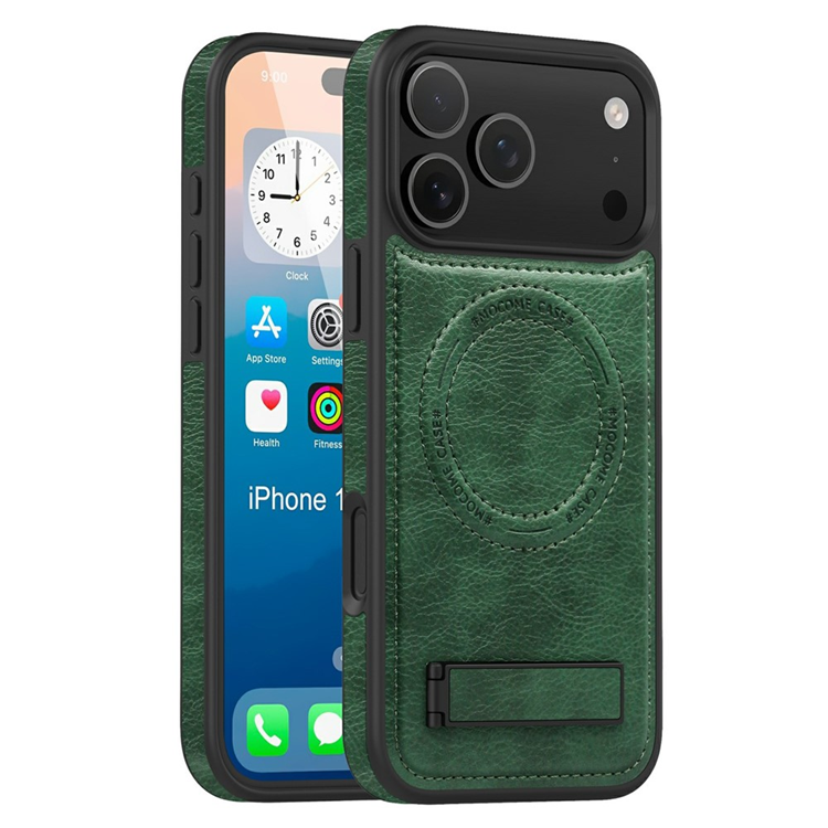 Mobilskal till iPhone 17 Pro Max MagSafe Kickstand Läder - Grön | 2353 | AlltMobil