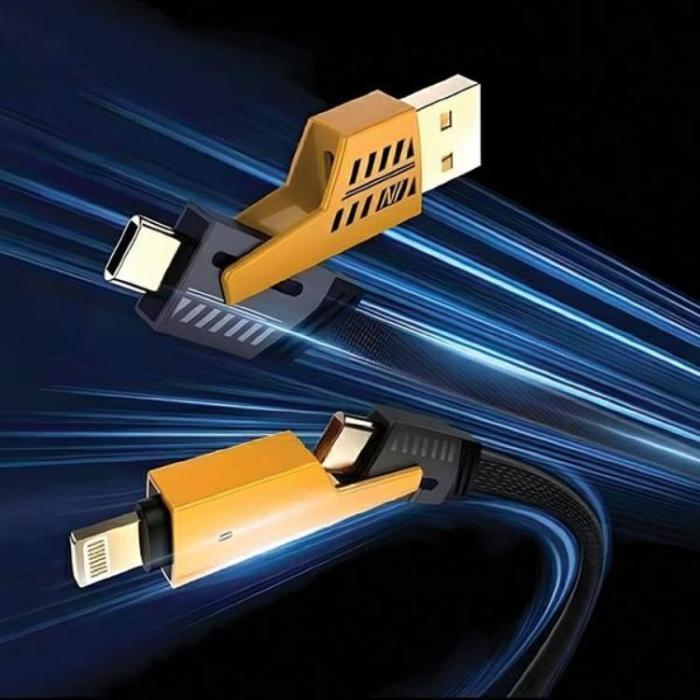 Awei - Awei 4in1 USB-C Till USB-C USB-A Lightning 1.2m Kabel - Svart