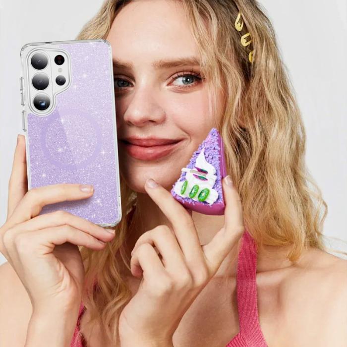 OEM - Mobilskal för Samsung Galaxy S26 Ultra Glitter Magnetiskt PC + TPU - Lila