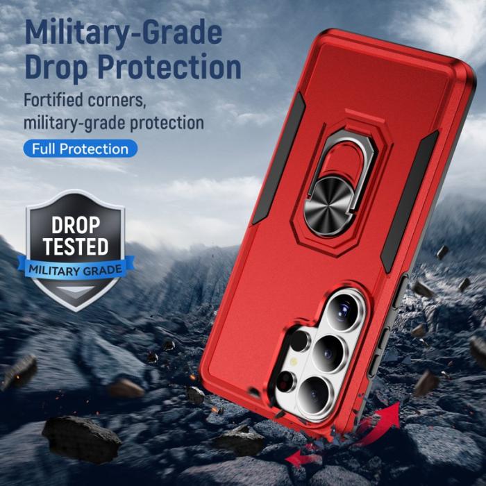 OEM - Mobilskal för Samsung Galaxy S26 Ultra Militärklass Ring Kickstand - Röd