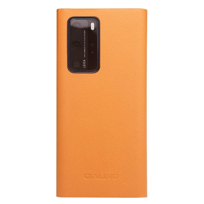 QIALINO - QIALINO Huawei P40 Fodral Äkta Läder med Fönster - Gul