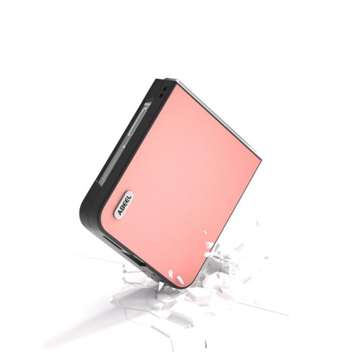 ABEEL - ABEEL Mobilskal till Samsung Galaxy Z Flip7 FE 5G Äkta Läder Rosa