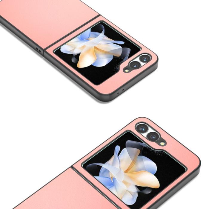 ABEEL - ABEEL Mobilskal till Samsung Galaxy Z Flip7 FE 5G Äkta Läder Rosa
