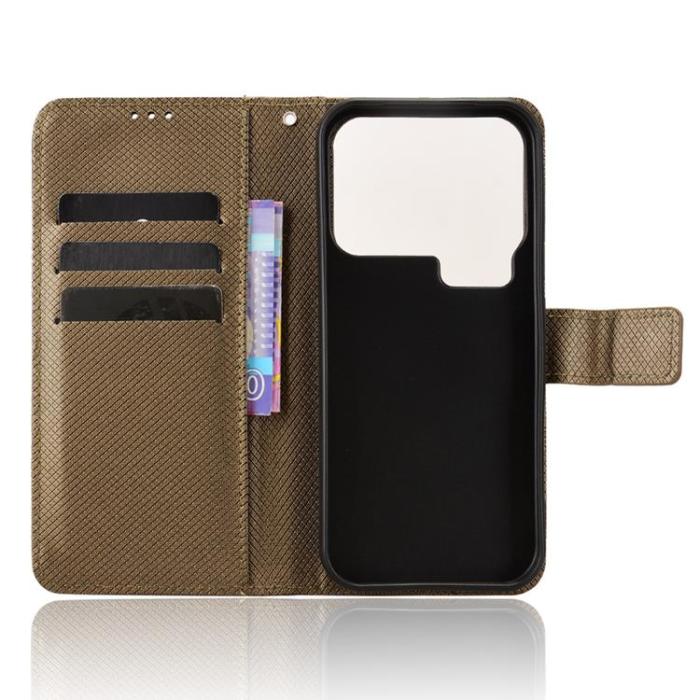 A-One Brand - Xiaomi 17 Pro Max Plånboksfodral Diamond Texture Med Rem - Brun