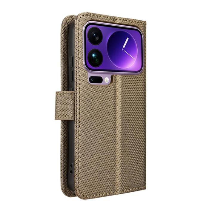 A-One Brand - Xiaomi 17 Pro Max Plånboksfodral Diamond Texture Med Rem - Brun