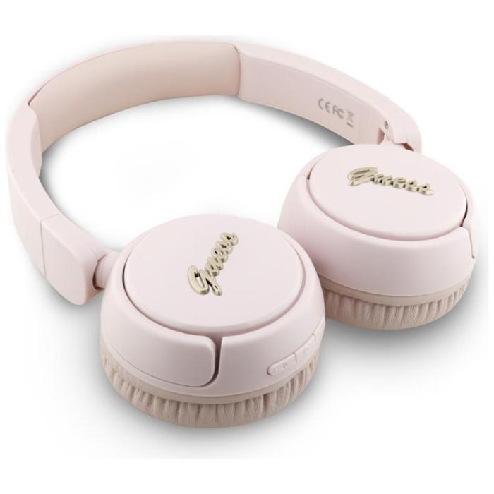Guess - Guess Over-Ear Hörlurar Bluetooth 5.3 Metal Logo Script - Rosa