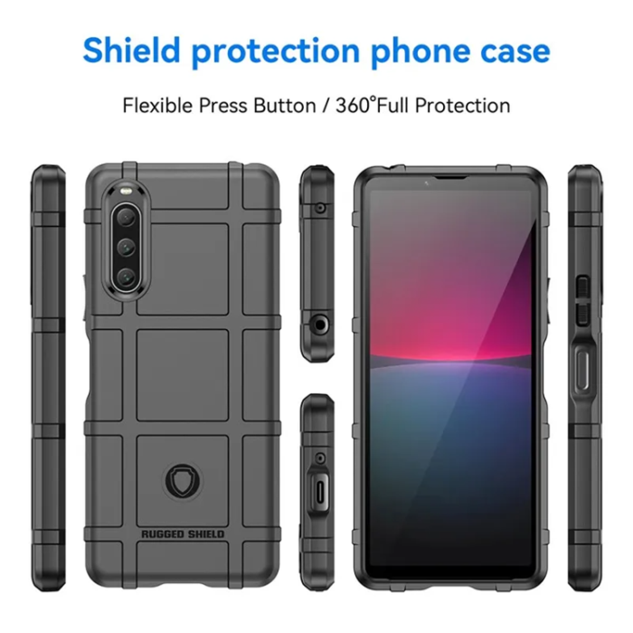 A-One Brand - Sony Xperia 10 V Mobilskal Rugged Square Grid - Svart