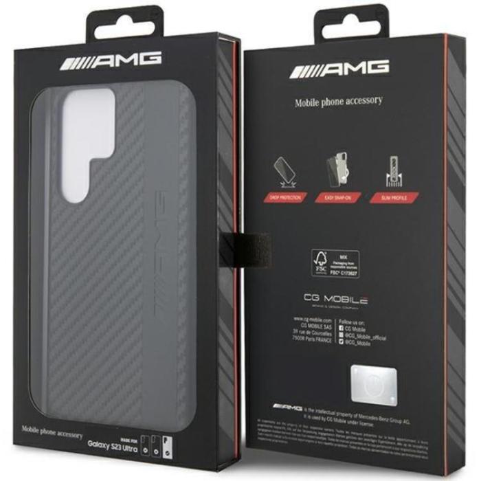 Mercedes - AMG Galaxy S23 Ultra Skal Carbon Stripe & Embossed - Svart