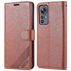 AZNS - AZNS Xiaomi 12 5G/12X 5G/12S 5G Pl&aring;nboksfodral Konstl&auml;der - Brun
