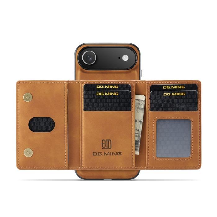 DG.MING - DG.MING iPhone Air Konstläder Plånboksfodral PU + PC + TPU - Brun