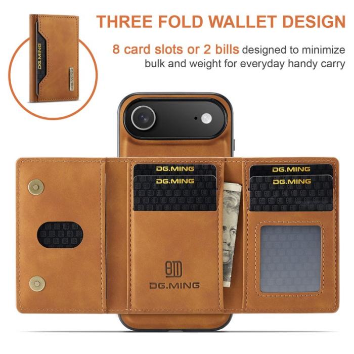 DG.MING - DG.MING iPhone Air Konstläder Plånboksfodral PU + PC + TPU - Brun