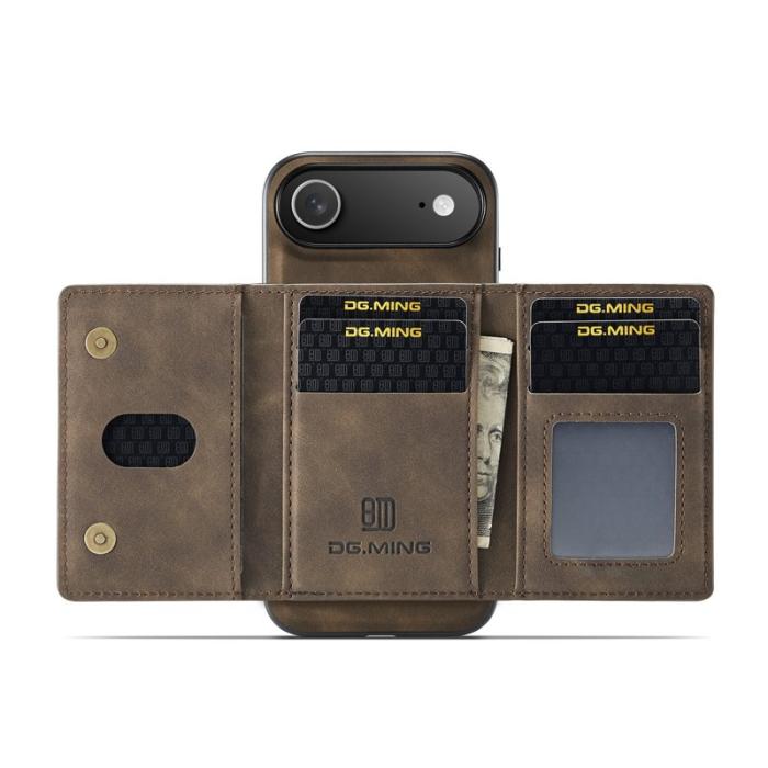 DG.MING - DG.MING iPhone Air Konstläder Plånboksfodral PU + PC + TPU - Brun