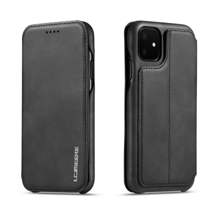 LC.imeeke - LC.IMEEKE Mobilskal till iPhone 11 Retro Stil Äkta Läder - Svart
