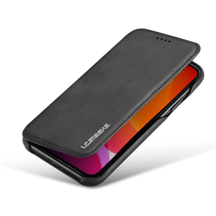 LC.imeeke - LC.IMEEKE Mobilskal till iPhone 11 Retro Stil Äkta Läder - Svart