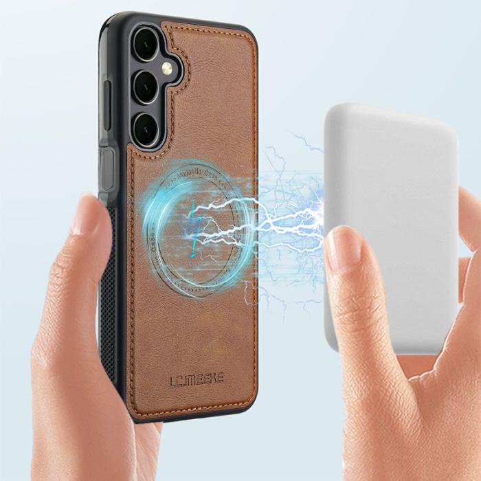 LC.imeeke - LC.IMEEKE Samsung Galaxy S23 FE Fodral KonstLäder - Brun