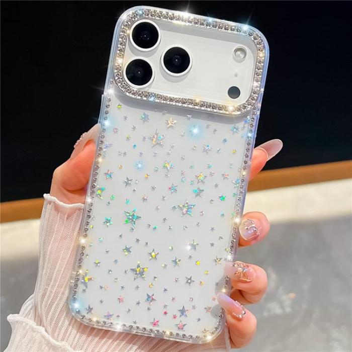 A-One Brand - iPhone 17 Pro Mobilskal Rhinestone Edge -Starry Transparent