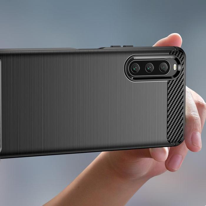 OEM - Sony Xperia 10 V Mobilskal Carbon Silikon - Svart