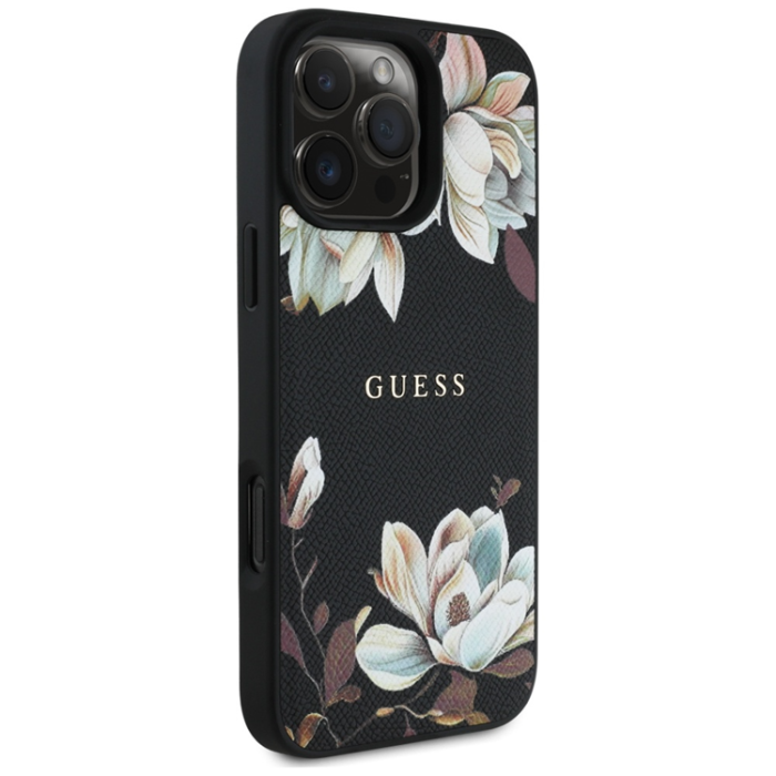 Guess - Guess iPhone 16 Pro Max Mobilskal Magsafe Flower Pattern - Svart