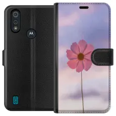 Gustaf - Pl&aring;nboksfodral till Motorola Moto E6i med Rosa blomma