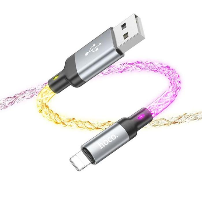 Hoco - Hoco USB-A Till Lightning Kabel 2.4A 1m U112 - Grå