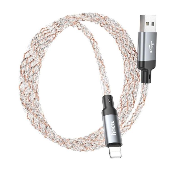 Hoco - Hoco USB-A Till Lightning Kabel 2.4A 1m U112 - Grå