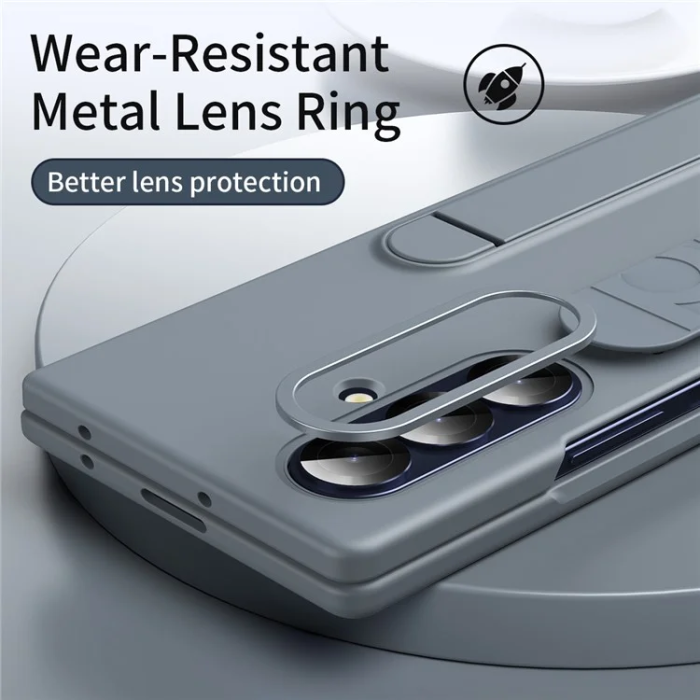 A-One Brand - Galaxy Z Fold7 5G Mobilskal Kickstand Armband PC Silicone - Grå