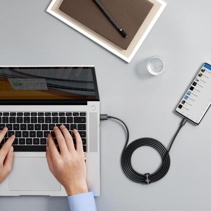 BASEUS - Baseus Superior SUPERVOOC USB-C till USB-A kabel 65W 1m - Svart