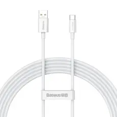 BASEUS - Baseus Superior SUPERVOOC USB-C till USB-A kabel 65W 1m - Vit