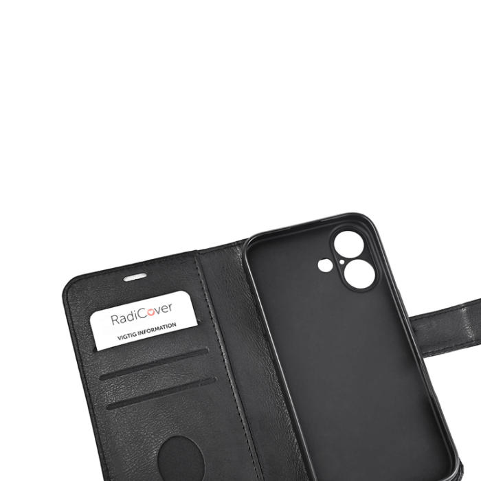 Radicover - Radicover iPhone 16 Plånboksfodral RFID Strålningsskydd - Svart
