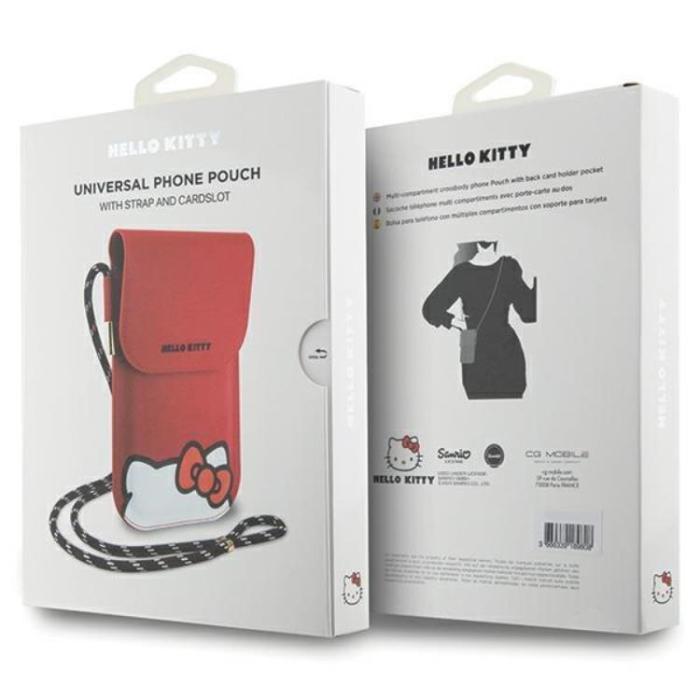 Hello Kitty - Hello Kitty Halsbandsfodral Läder Hiding Kitty - Röd