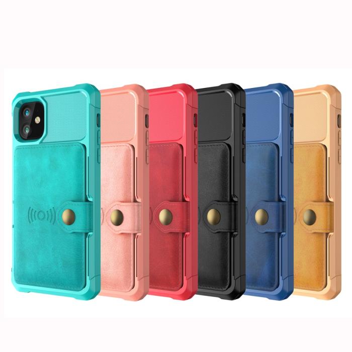 OEM - Kickstand Läder Coated Mobilskal iPhone 12 Mini - Svart