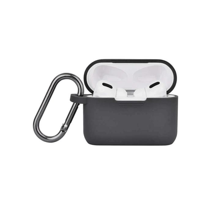 North - NORTH Airpods Pro Skyddsväska Silicone Karbinhängare Mörkgrå